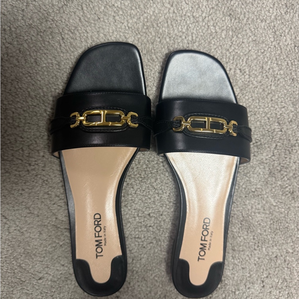 Tom Ford Black Leather Sandals